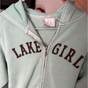 Aqua blue sweatshirt jacket